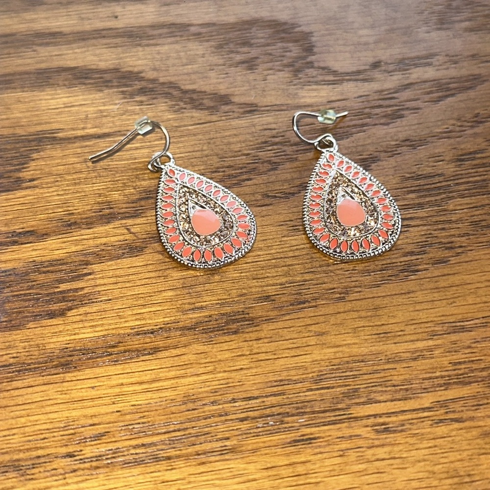 Peach teardrop earrings